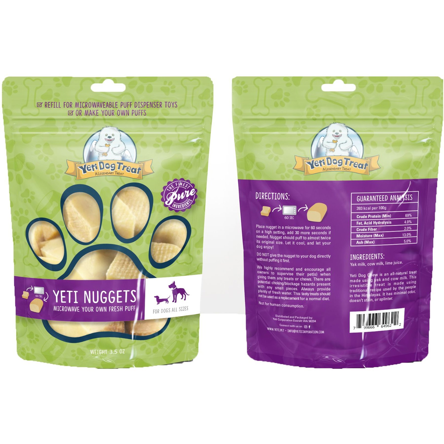 Yeti Dog Chew Natural Himalayan Yak Cheese Dog Nuggets Treats, 6 count