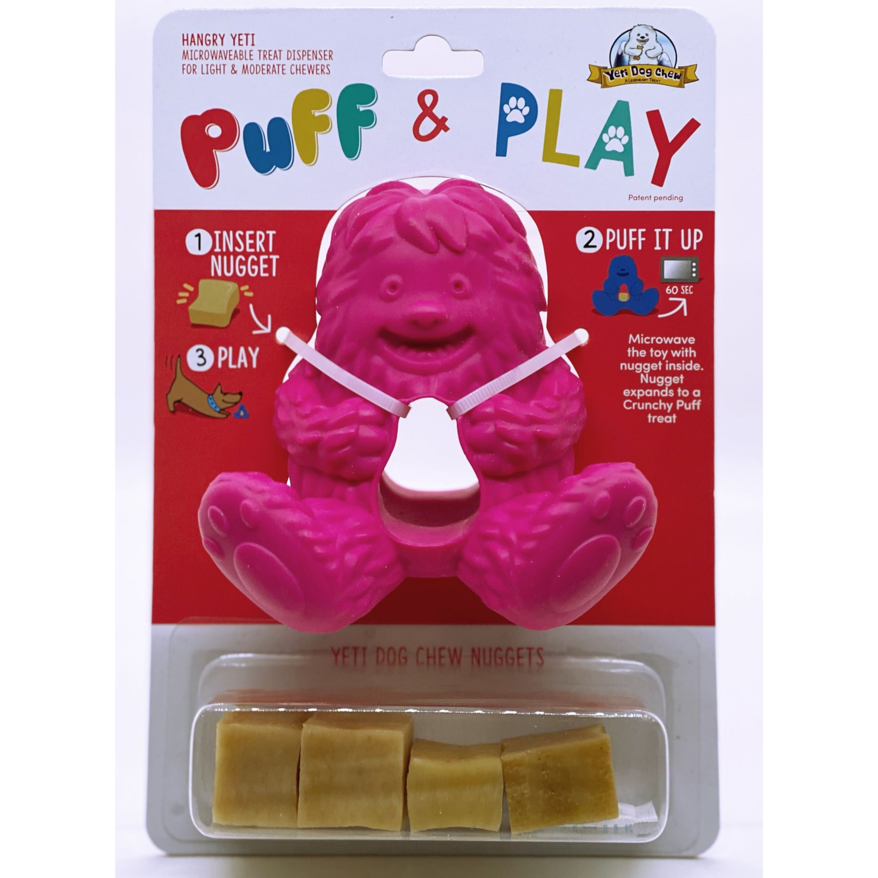 Yeti Dog Chew Puff & Play Dog Chew Treat Dispenser, Pink
