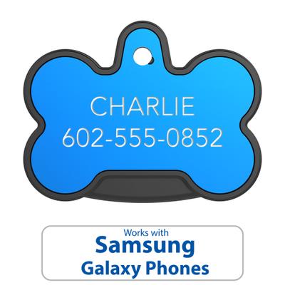 Show full view: YIP Smart Tag Dog ID Tag - Works with Samsung Galaxy Phones, Bone, Blue slide 2 of 4