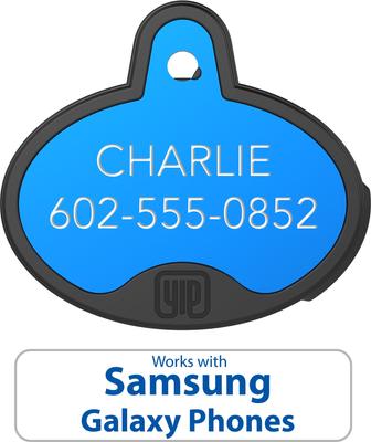Show full view: YIP Smart Tag Dog ID Tag - Works with Samsung Galaxy Phones, Oval, Blue slide 2 of 4