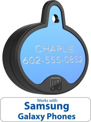 Show full view: YIP Smart Tag Dog ID Tag - Works with Samsung Galaxy Phones, Oval, Blue slide 3 of 4