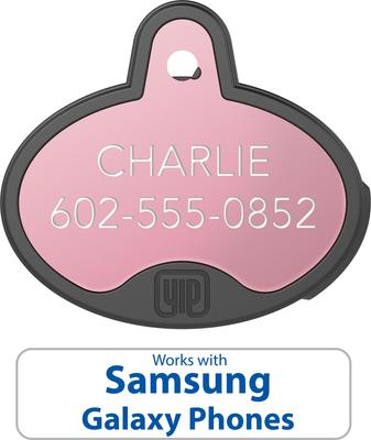Show full view: YIP Smart Tag Dog ID Tag - Works with Samsung Galaxy Phones, Oval, Rose Gold slide 2 of 4