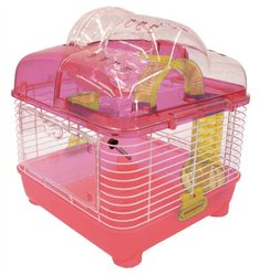 YML Clear Hamster Cage, Pink