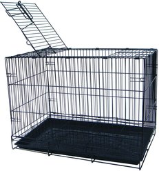 YML Collapsible Metal Small Pet Crate with Bottom Gate, Black, 20-in
