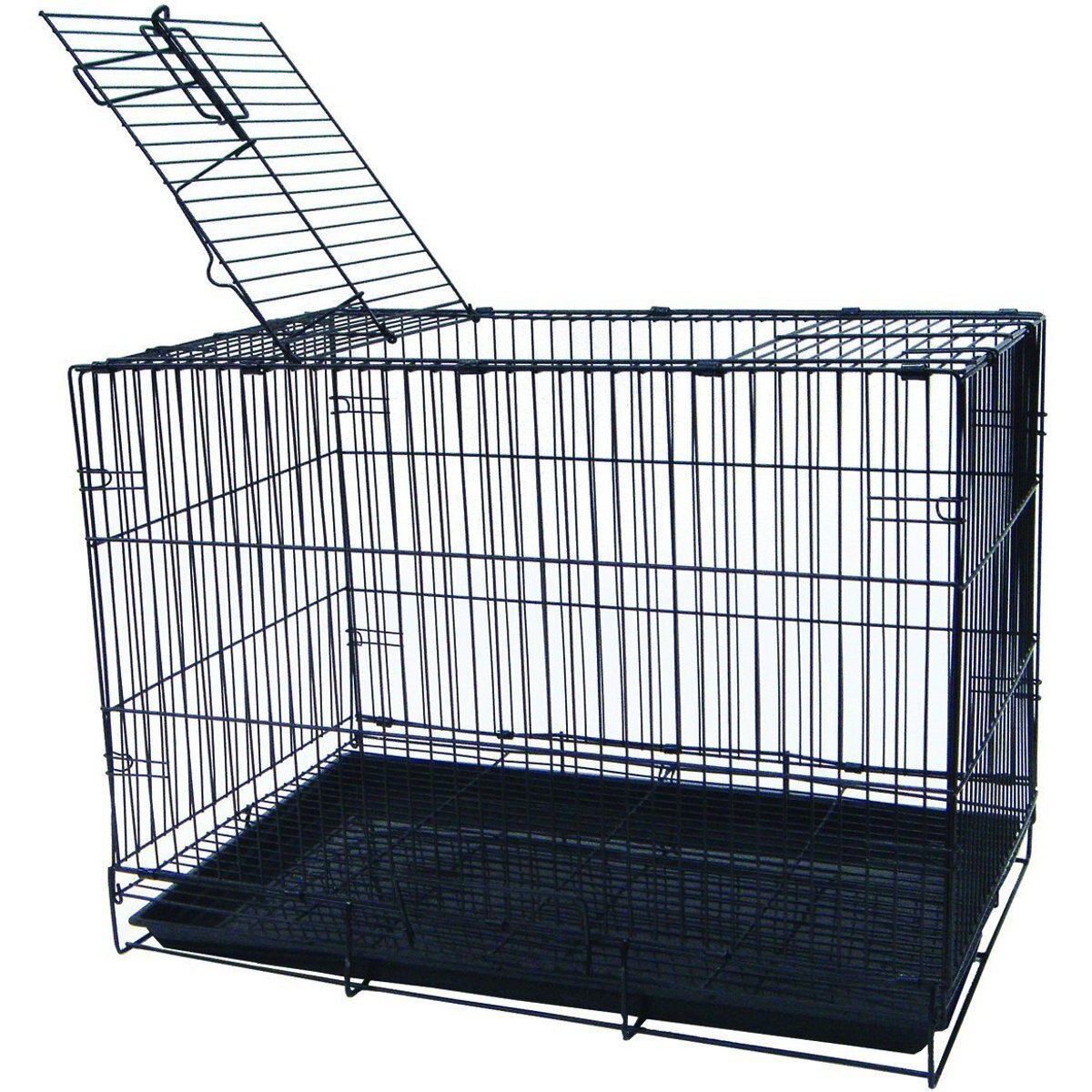 YML Collapsible Metal Small Pet Crate with Bottom Gate, Black, 20-in