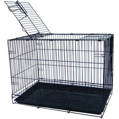 YML YML Collapsible Metal Small Pet Crate with Bottom Gate, Black, 20-in