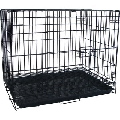 YML YML Collapsible Metal Small Pet Crate with Bottom Gate, Black, 24-in