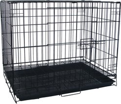 YML Collapsible Metal Small Pet Crate with Bottom Gate, Black, 30-in