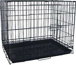 YML Collapsible Metal Small Pet Crate with Bottom Gate, Black, 36-in