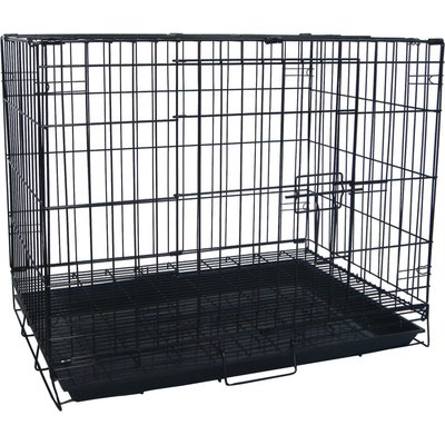 YML YML Collapsible Metal Small Pet Crate with Bottom Gate, Black, 48-in