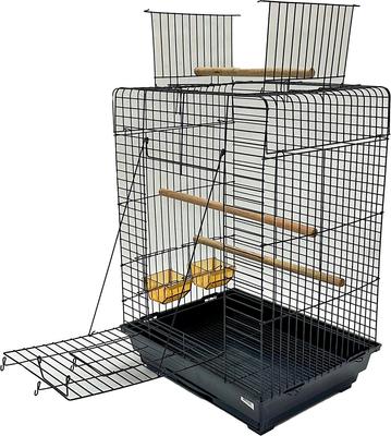 Show full view: YML Open Flat Top Bird Cage, Large, Black slide 2 of 4