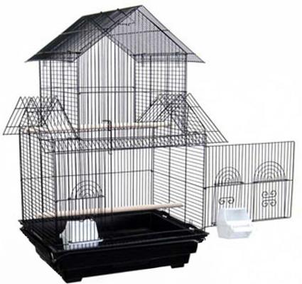 Show full view: YML Pagoda Top Small Bird Cage, 18 x 14 x 28.75-in, Medium, Black slide 2 of 2