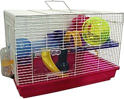 YML Rectangle Hamster Habitat Cage & Accessories, Pink
