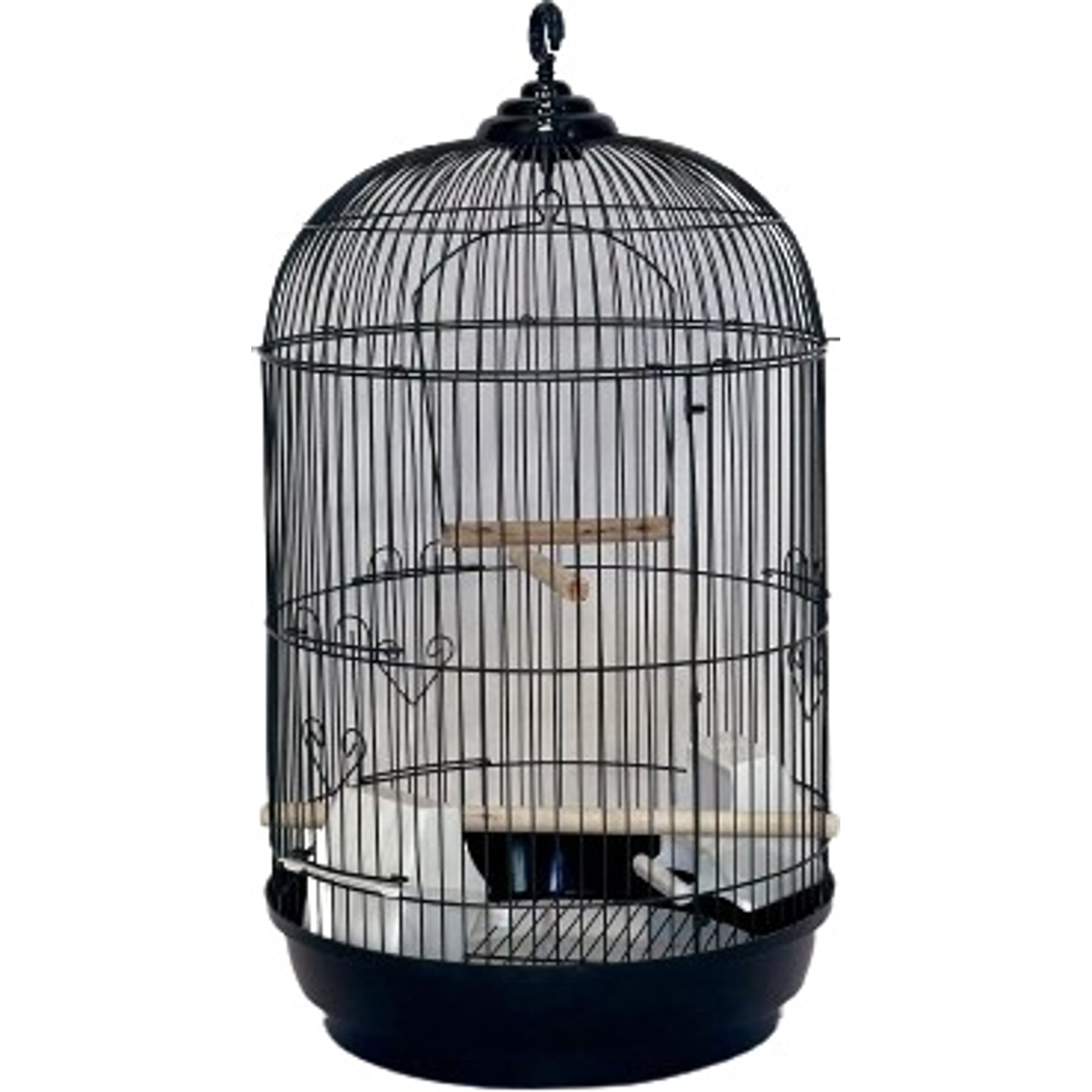 YML Round Dome Top Small Bird Cage with Perch, Black