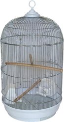 YML Round Dome Top Small Bird Cage with Perch, Chrome