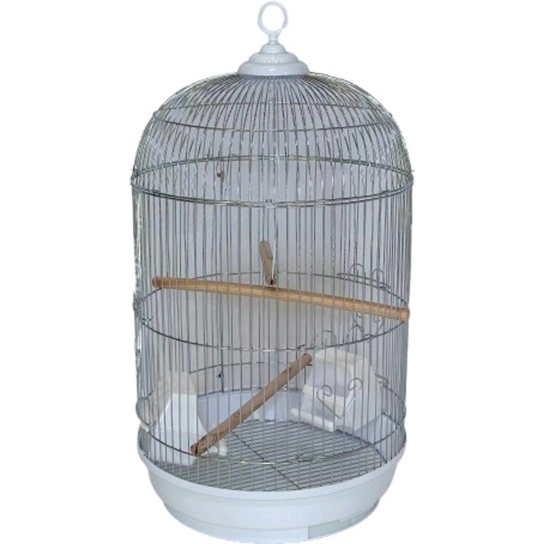 YML Round Dome Top Small Bird Cage with Perch, Chrome