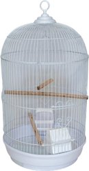 YML Round Dome Top Small Bird Cage with Perch, White