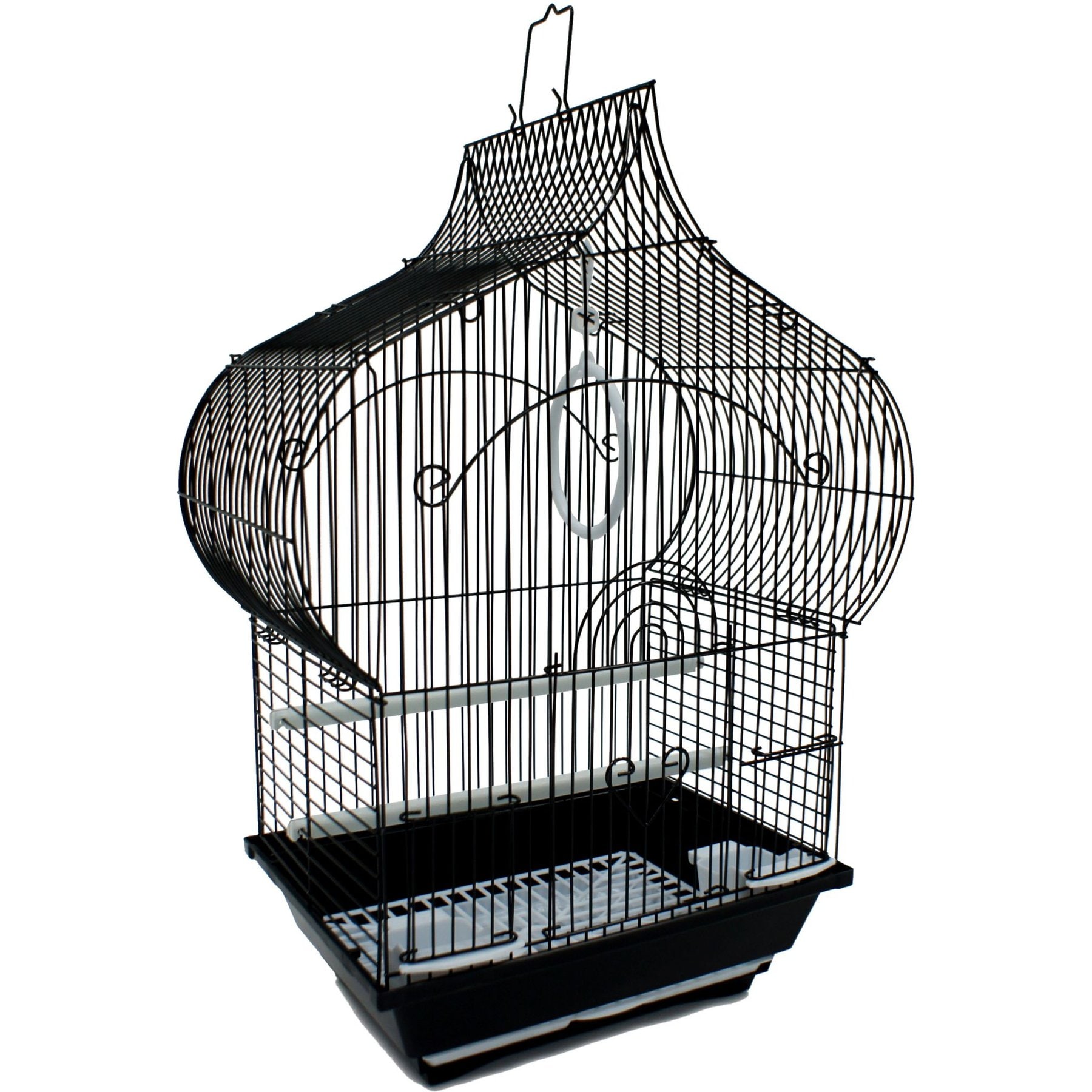 YML Taj Mahal Top Bird Cage with Accessories, Black, Medium