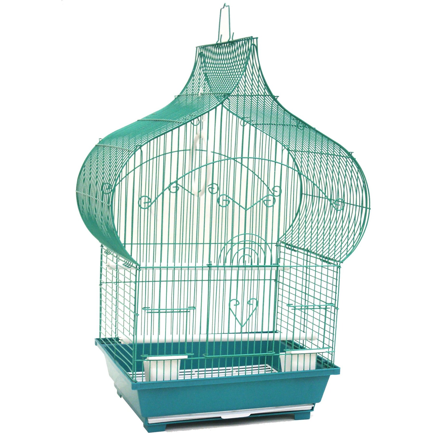 YML Taj Mahal Top Bird Cage with Accessories, Green, Small