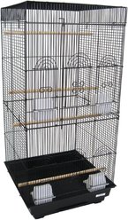 YML Tall Flat Top Four Door Small Bird Cage, Black
