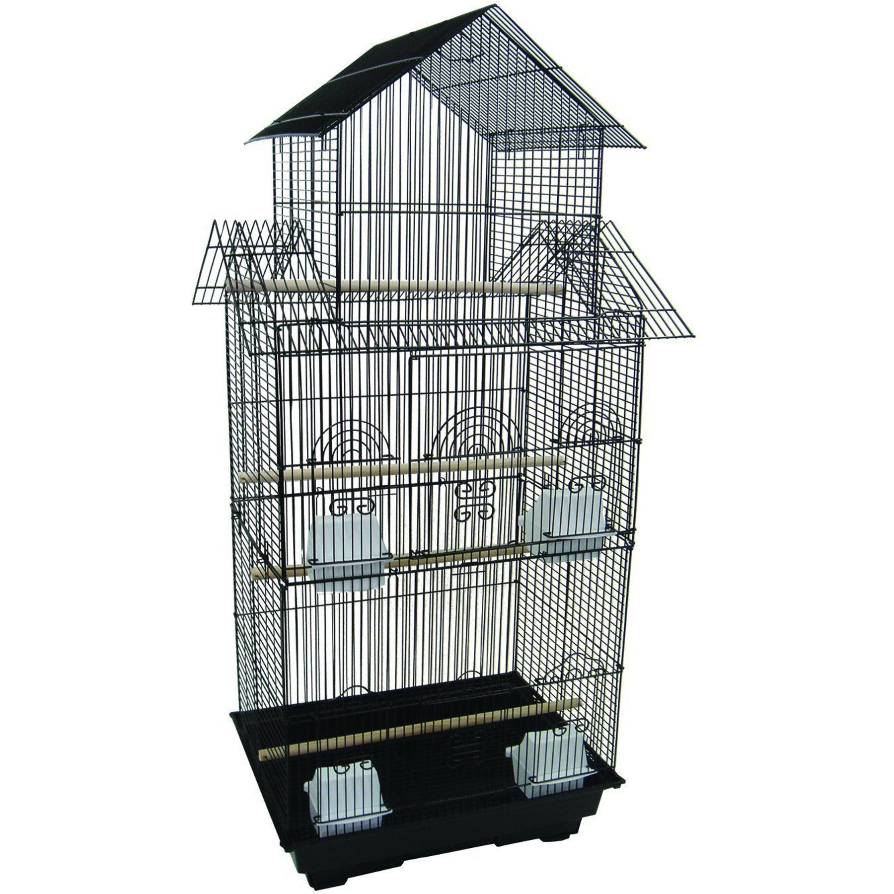 YML Tall Pagoda Top Small Bird Cage, 18 x 14 x 42.5-in, Large, Black