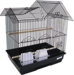 YML Villa Top Bird Cage with Perch, Black