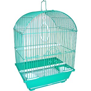 YML White Dome Top Parakeet Bird Cage, Medium, Green