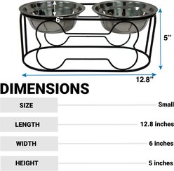YML Wrought Iron Stand Dog & Cat Feeder Bowl, Stainless Steel, Small slide 2 of 2