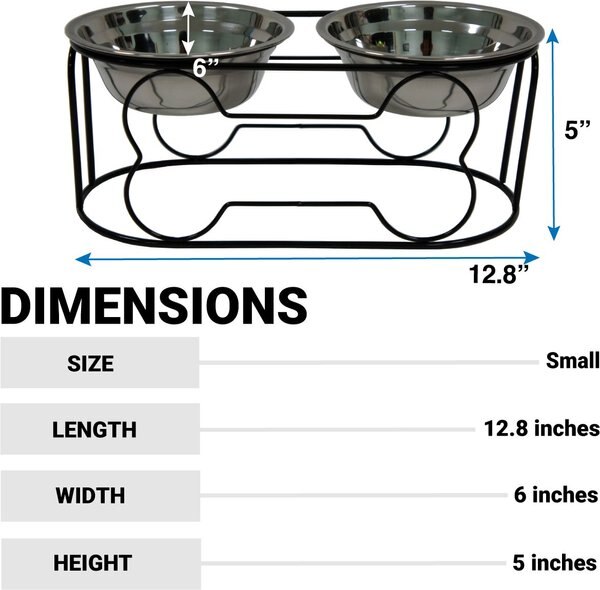 YML Wrought Iron Stand Dog & Cat Feeder Bowl, Stainless Steel