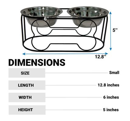 Show full view: YML Wrought Iron Stand Dog & Cat Feeder Bowl, Stainless Steel, Small slide 3 of 4