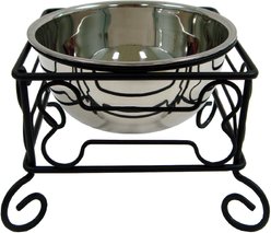 YML Wrought Iron Stand with Stainless Steel Dog Bowl, Large
