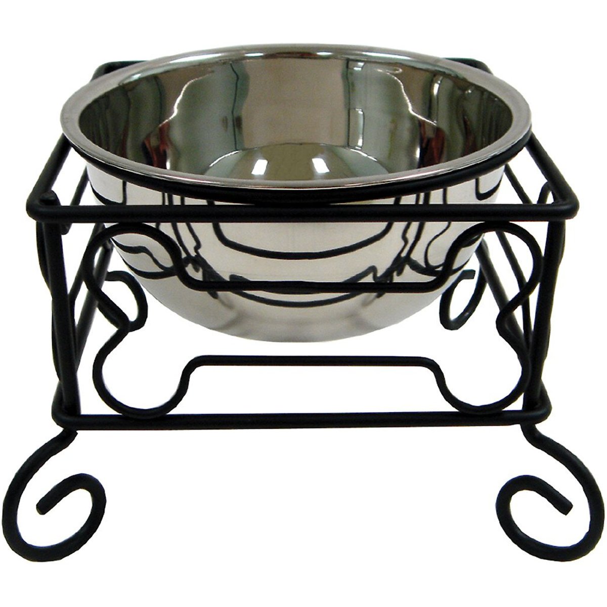 YML Wrought Iron Stand with Stainless Steel Dog Bowl, Large