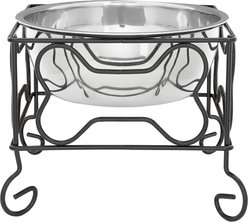 YML Wrought Iron Stand with Stainless Steel Dog Bowl, Medium