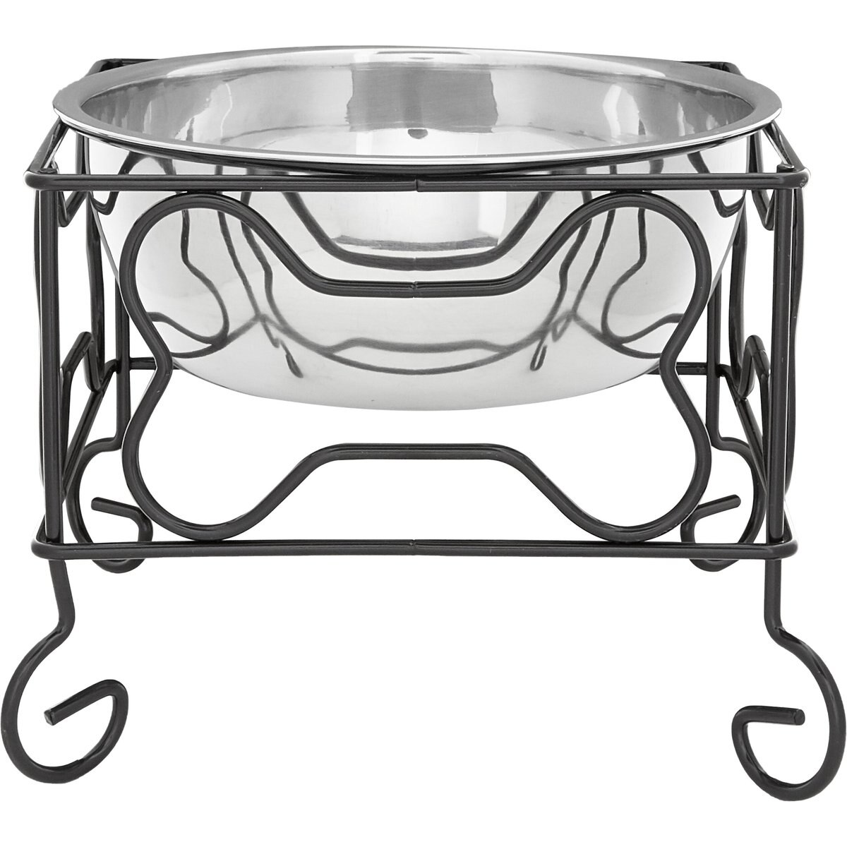 YML Wrought Iron Stand with Stainless Steel Dog Bowl, Medium