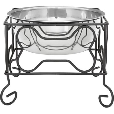 YML YML Wrought Iron Stand with Stainless Steel Dog Bowl, Medium