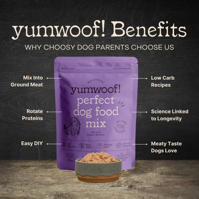 Show full view: Yumwoof Natural Pet Food Perfect Dog Food Mix Non-GMO, Grain-Free Adult Dehydrated DIY Premix, 1.1-lb bag slide 6 of 6