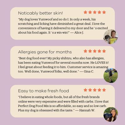 Show full view: Yumwoof Natural Pet Food Perfect Dog Food Mix Non-GMO, Grain-Free Adult Dehydrated DIY Premix, 1.1-lb bag slide 5 of 6