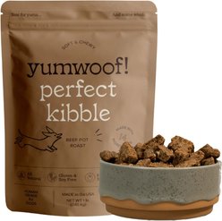 Yumwoof Natural Pet Food Perfect Kibble Gut Health Beef Pot Roast Air-Dried Dog Food, 14-oz bag