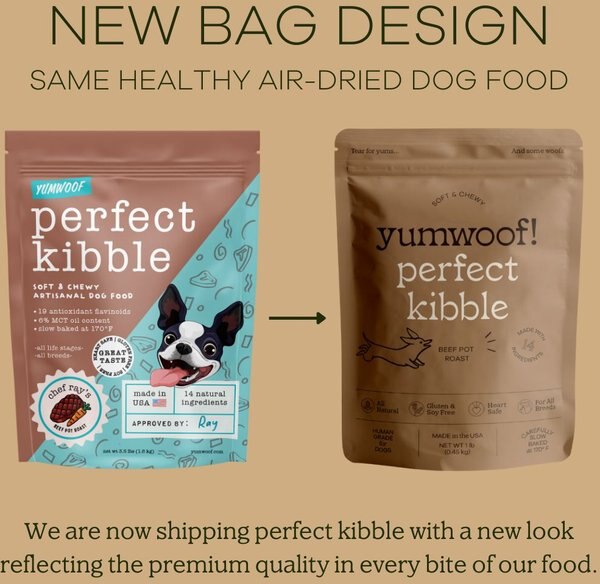 Yumwoof Natural Pet Food Perfect Kibble Soft & Chewy Artisanal Dog Food, 3.5-lb bag