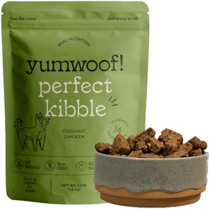 Yumwoof Natural Pet Food Perfect Kibble Gut Health Coconut Chicken Air-Dried Dog Food, 14-oz bag