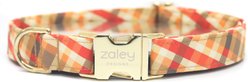 Zaley Designs Autumn Scarecrow Plaid Cotton Adjustable Dog Collar, Orange, Large: 15 to 25-in neck, 1-in wide