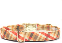 Zaley Designs Autumn Scarecrow Plaid Cotton Adjustable Dog Collar, Orange, X-Small: 8 to 12-in neck, 5/8-in wide slide 2 of 5