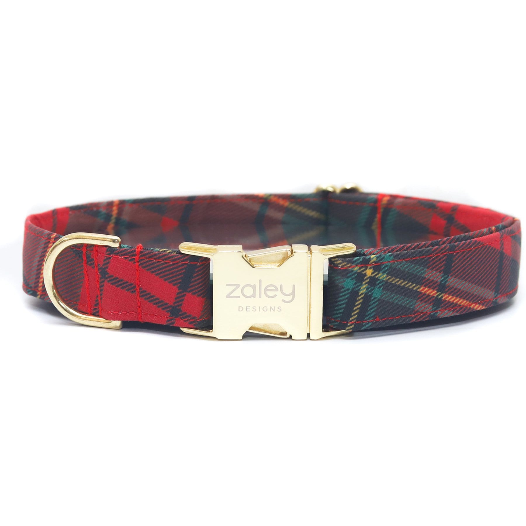 Zaley Designs Merry Christmas Plaid Cotton Adjustable Dog Collar, Red, Large: 15 to 25-in neck, 1-in wide