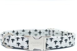 Zaley Designs Penguins Cotton Adjustable Dog Collar, Gray/White, Medium: 13 to 20-in neck, 1-in wide