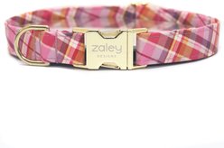 Zaley Designs Plaid Cotton Adjustable Dog Collar, Purple/Pink, Large: 15 to 25-in neck, 1-in wide
