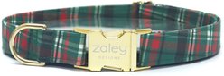 Zaley Designs Plaid Cotton Dog Collar, Green/Red, Small: 10 to 14-in neck, 3/4-in wide