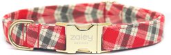 Zaley Designs Plaid Flannel Cotton Adjustable Dog Collar, Red/Green, Medium: 13 to 20-in neck, 1-in wide