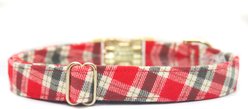 Zaley Designs Plaid Flannel Cotton Adjustable Dog Collar, Red/Green, X-Small: 8 to 12-in neck, 5/8-in wide slide 2 of 5