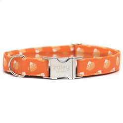 Zaley Designs Pumpkin Pie Cotton Adjustable Dog Collar, Orange, Large: 15 to 25-in neck, 1-in wide
