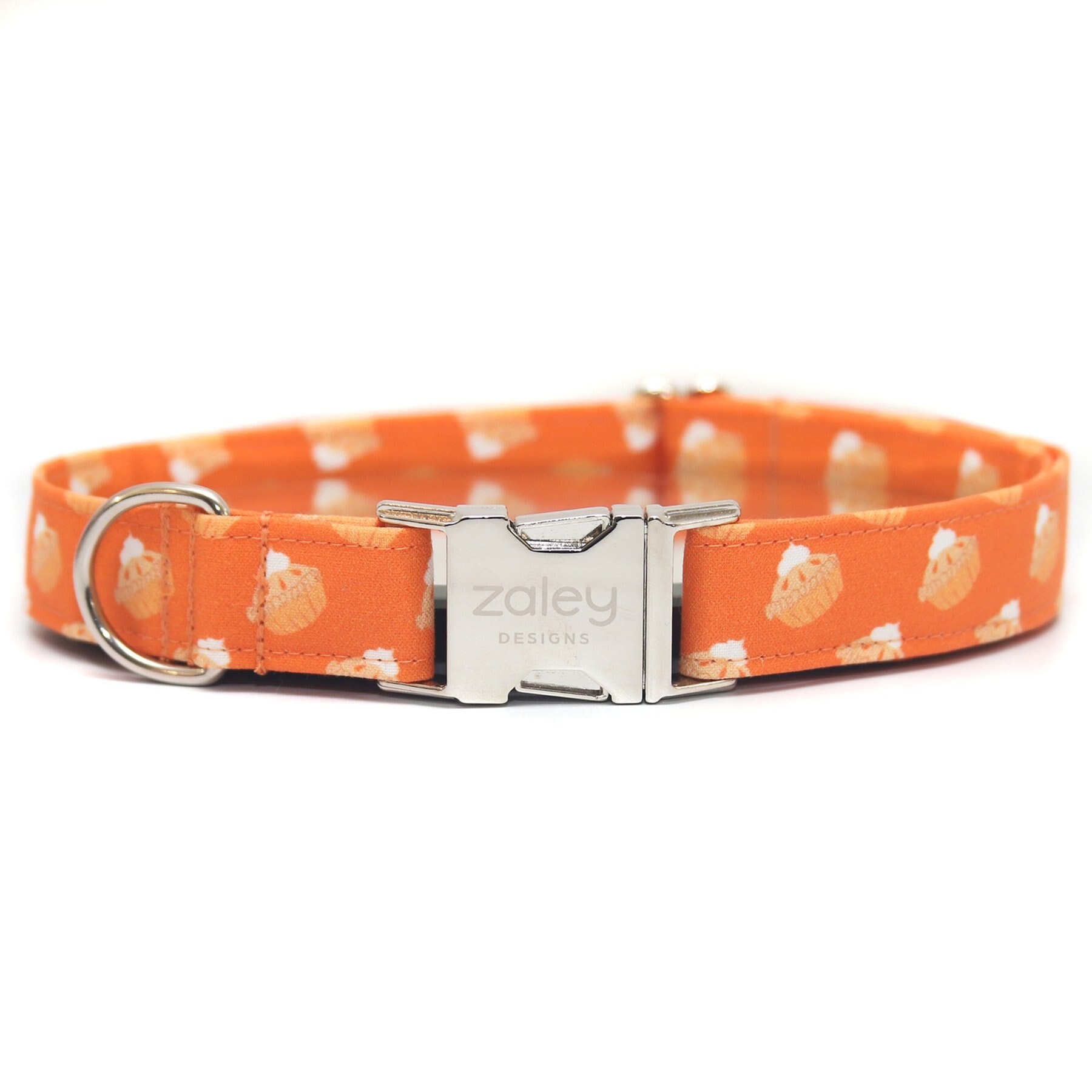 Zaley Designs Pumpkin Pie Cotton Adjustable Dog Collar, Orange, Medium: 13 to 20-in neck, 1-in wide